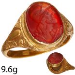 RARE AND UNUSUAL VICTORIAN CARNELIAN INTAGLIO POISON RING