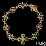 EDWARDIAN PERIDOT AND PEARL BRACELET