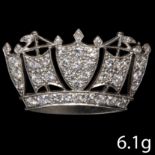 ART-DECO DIAMOND NAVEL CROWN BROOCH