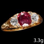 RUBY AND DIAMOND 3-STONE RING