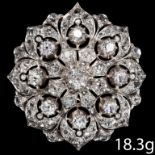 MAGNIFICENT FLOWER HEAD DIAMOND CLUSTER BROOCH.