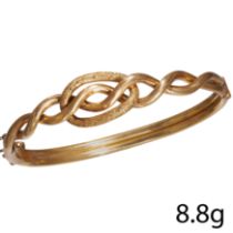 ANTIQUE GOLD KNOT HINGED BANGLE.