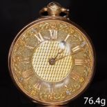 ANTIQUE GOLD OPEN FACED POCKET WATCH.