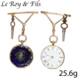 LE ROY & FILS - PARIS GOLD AND ENAMEL FOB WATCH.