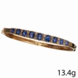 SAPPHIRE AND DIAMOND HINGED BANGLE