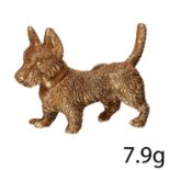 GOLD SCOTTISH TERRIER DOG BROOCH