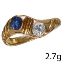 DIAMOND AND SAPPHIRE CROSSOVER RING