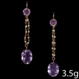 ANTIQUE PAIR OF AMETHYST AND PEARL EARRINGS