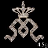 FINE DIAMOND CROWN BROOCH