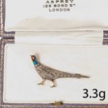 VICTORIAN DIAMOND AND ENAMEL PHEASANT BROOCH