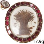 LARGE GEORGIAN GARNET MOURNING RING