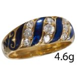 FINE VICTORIAN ENAMEL AND DIAMOND RING