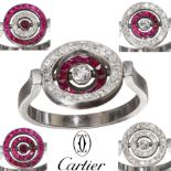 CARTIER, FINE ART-DECO RUBY AND DIAMOND SWIVEL TARGET RING