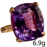 FINE LARGE AMETHYST SINGLE STONE RING