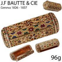 J.F BAUTTE & CIE, GENEVA. 1826-1837, A RARE AND EXQUISITE GOLD AND ENAMEL SNUFFBOX.