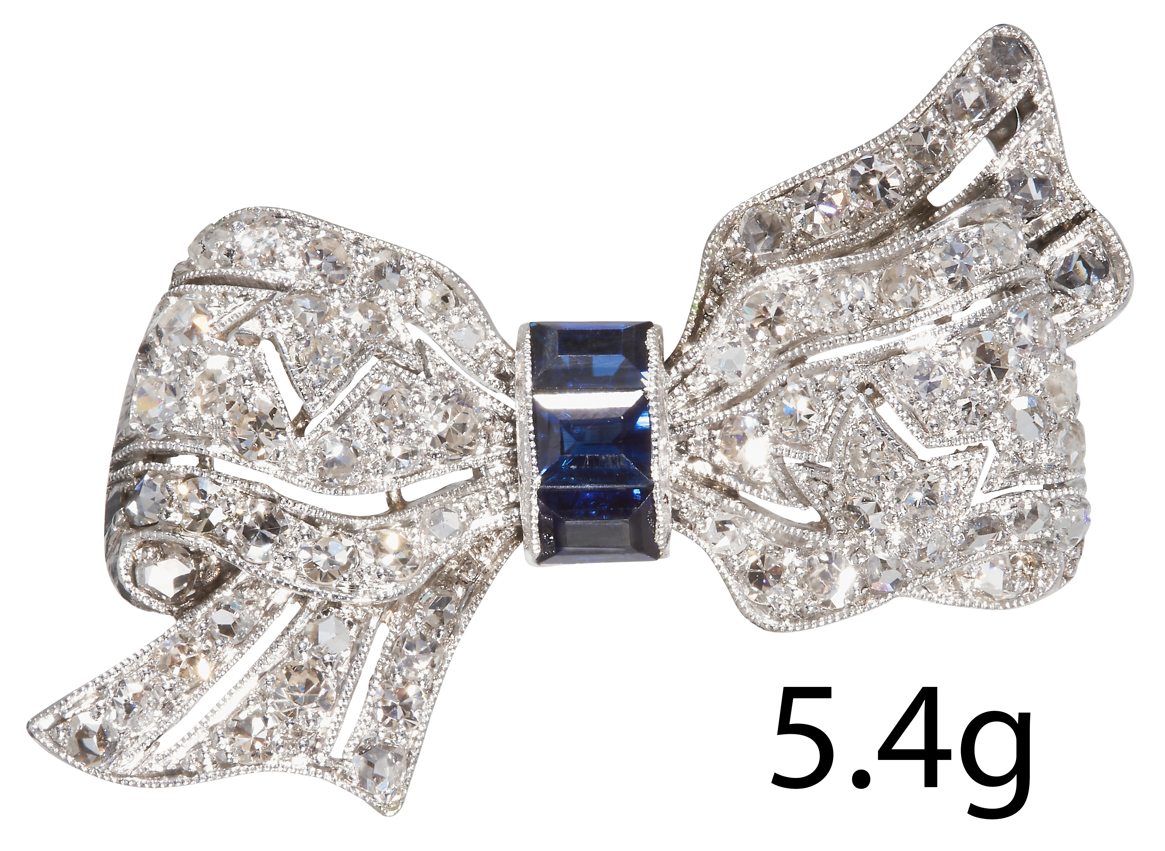 FINE EDWARDIAN SAPPHIRE AND DIAMOND BOW BROOCH