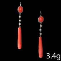 PAIR OF CORAL AND PEARL EARRINGS