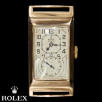 ROLEX, RARE VINTAGE 'PRINCE' RECTANGULAR GOLD WATCH