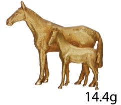 HORSE AND FOAL GOLD BROOCH