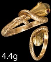 ANTIQUE GARNET SNAKE RING