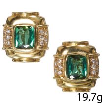 TOURMALINE AND DIAMOND CLIP EARRINGS