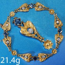 FINE ART-NOUVEAU SAPPHIRE AND DIAMOND BRACELET