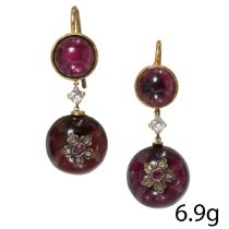 ANTIQUE GARNET AND DIAMOND EARRING