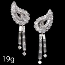 FINE PAIR OF ART-DECO DIAMOND DAY AND NIGHT EARRINGS