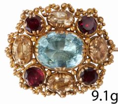 ANTIQUE CANNETILLE AQUAMARINE BROOCH