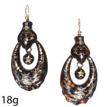 FINE PAIR OF TORTOISE AND GOLD INLAY EARRINGS