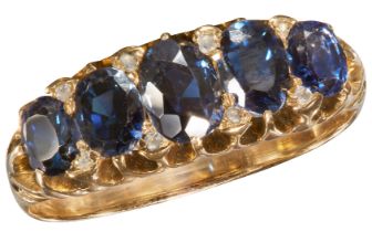 SAPPHIRE AND DIAMOND 5-STONE RING