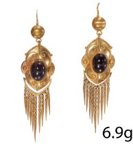 FINE PAIR OF VICTORIAN GARNET GOLD EARRINGS