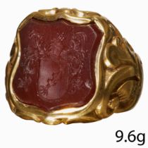 ANTIQUE CARNELIAN INTAGLIO SEAL RING