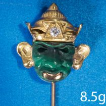 MALACHITE AND DIAMOND STICK PIN