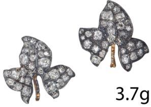 ANTIQUE PAIR OF DIAMOND LEAF EARRINGS