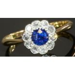 EDWARDIAN SAPPHIRE AND DIAMOND CLUSTER RING