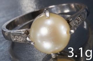 ART DECO PEARL AND DIAMOND RING