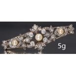 ANTIQUE VICTORIAN PEARL AND DIAMOND BROOCH