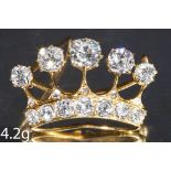 FINE ANTIQUE DIAMOND CROWN BROOCH