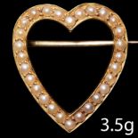 ANTIQUE HEART SHAPED PEARL BROOCH
