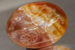 FINE CARVED ANTIQUE CARNELIAN INTAGLIO, PROBABLY 18TH CENTURY