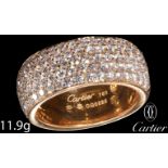 CARTIER, FINE 5-ROW PAVE DIAMOND RING