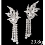 FINE PAIR OF DIAMOND DAY AND NIGHT DROP EARRINGS