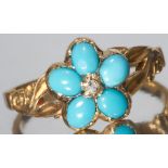 ANTIQUE VICTORIAN TURQUOISE AND DIAMOND CLUSTER RING