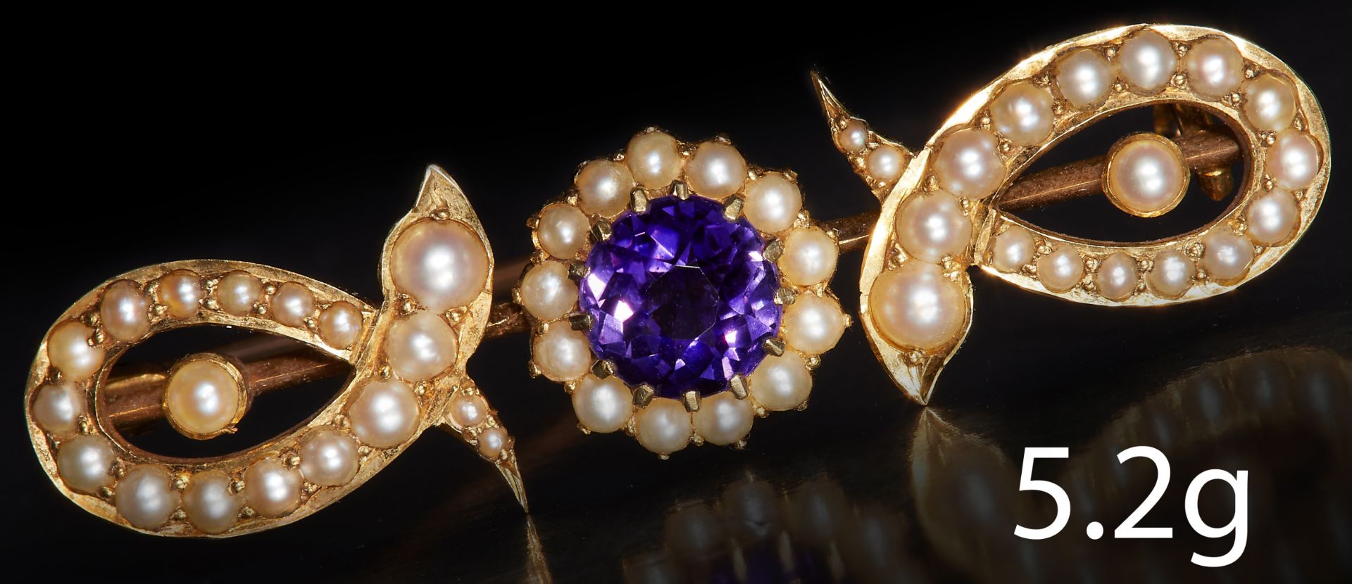 ANTIQUE AMETHYST AND PEARL BROOCH