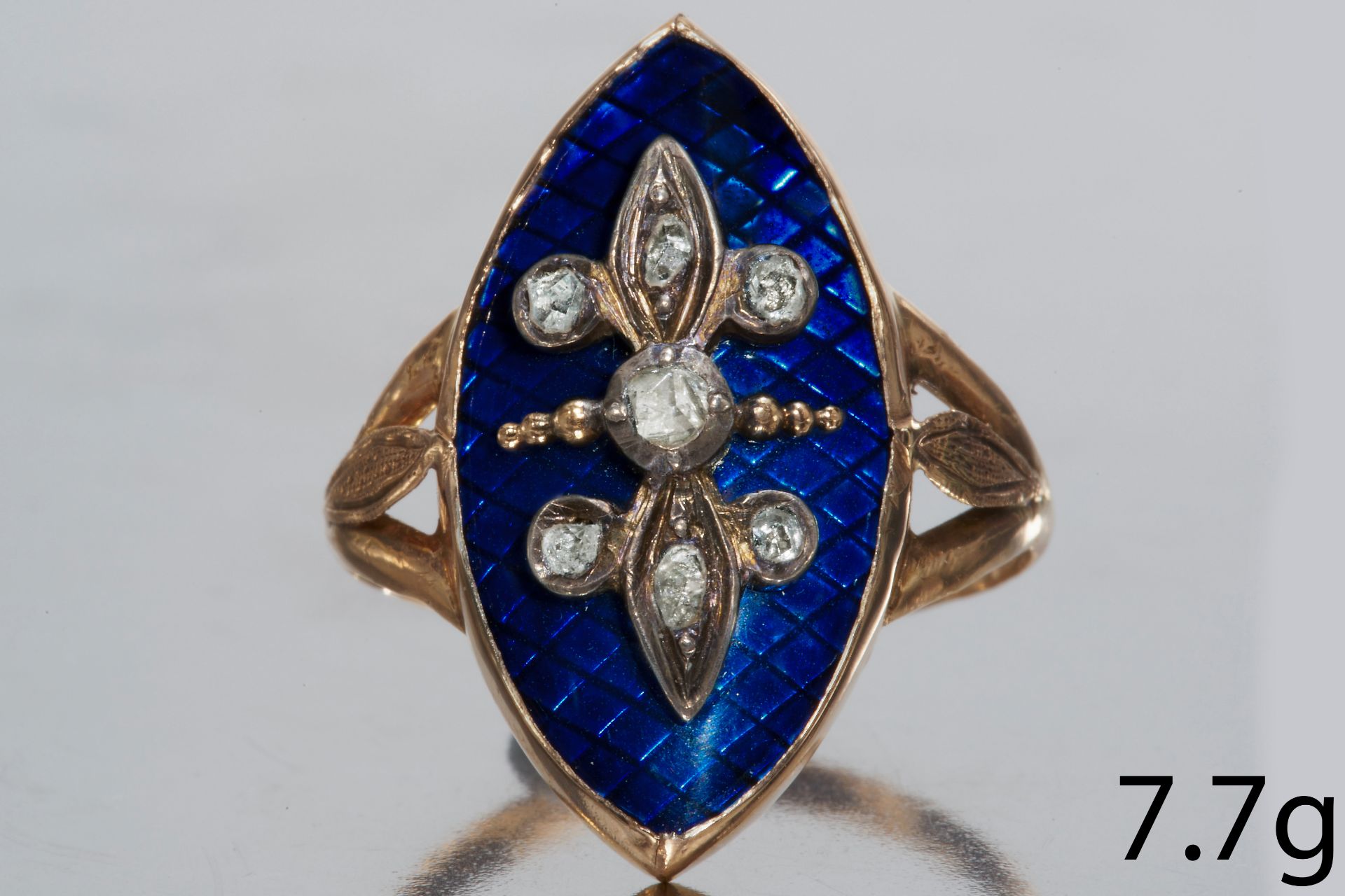 ANTIQUE GEORGIAN DIAMOND AND ENAMEL RING