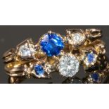FINE SAPPHIRE AND DIAMOND DOUBLE RING