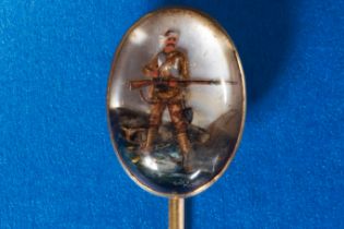 ESSEX CRYSTAL REVERSE INTAGLIO STICK PIN, SOLDIER