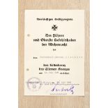 Ritterkreuz : Dokumentennachlass des Oberleutnants Johannes Dienhold, 3.Flak-Regt. 23.