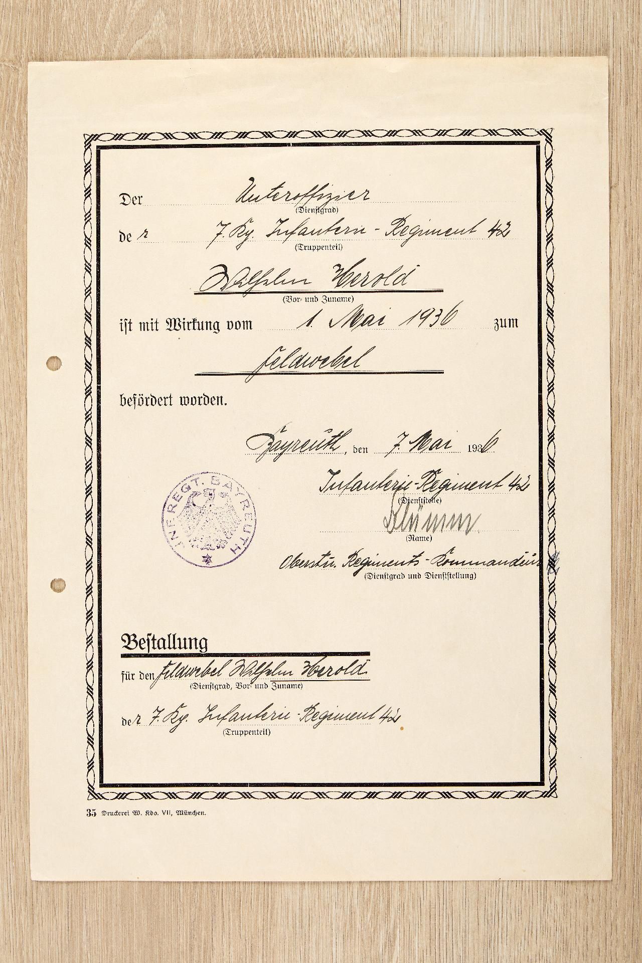 Ritterkreuz : Dokumentennachlass des Ritterkreuzträgers Hauptmanns Wilhelm Herold, Kommandeur I... - Bild 9 aus 20